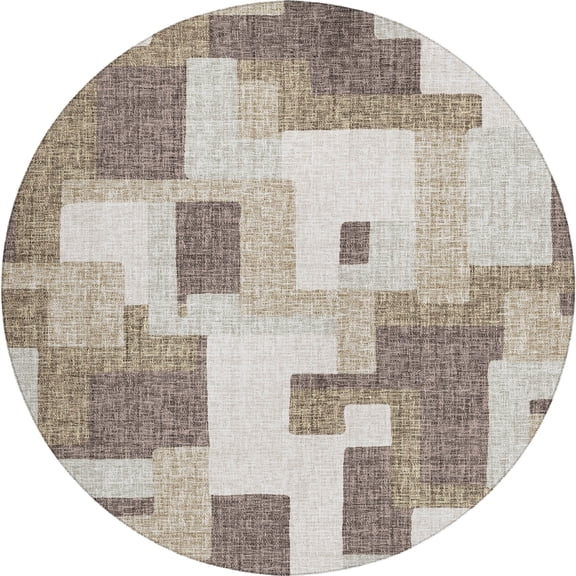 Dalyn Rugs Portico PO3 Brown Indoor/Outdoor, Luxury Washable, Bedroom, Living Room, Dining Room, Kitchen, Patio Rug, 8' x 8', Brown