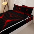 thumbnail image 3 of jejeloiu Modern Geometric X Pattern Zipper Full Size Comforter Sets with Fitted Sheet and 2 Pillowcases For Boys,Neon Red Black Zipper Bedding Set For Kids,Reversible,4-Piece, 3 of 7