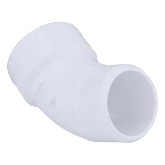 PVC Street Elbow, 45 Degrees, Hub x Spigot, 6 in Pipe Size