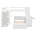 thumbnail image 6 of White Full Loft Bed w/ Twin Bed, Desk, Shelves, & Wardrobe - Space-Saving Bedroom Furniture, Solid Pine Wood Frame, Full Size, Modern Design, 6 of 18
