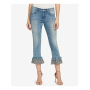 VINTAGE AMERICA BLUES $79 Womens Blue Cropped Ruffle Hem Jeans 6 Petites B+B