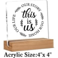 thumbnail image 2 of Home Sign Family Quotes Decor This is Us Our Life Our Story Our Home Clear Desk Decorative Sign Housewarming Gifts Acrylic Sign With Wooden Stand for Desk Table Shelf, 2 of 4