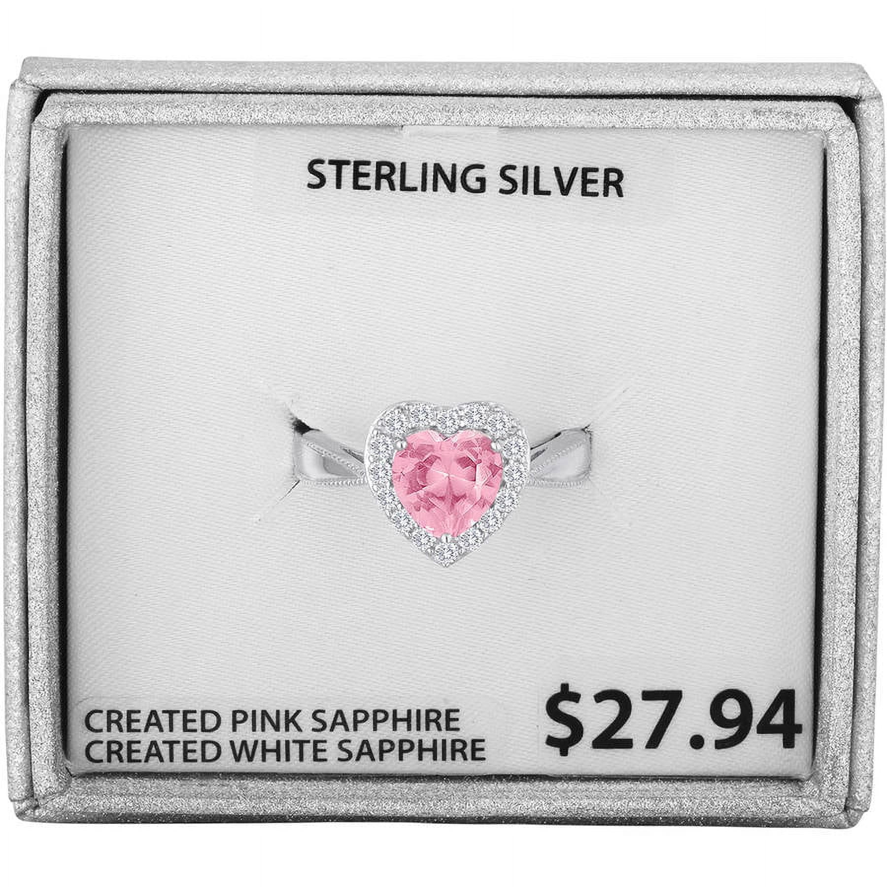 Ladies Brillance Fine Jewelry Created Pink Sapphire Silver Ring
