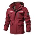 thumbnail image 1 of PEASKJP Men's Cotton Lightweight Multi Pockets Zip Front Stand Collar Military Jackets Windbreaker(Red,XXXXL), 1 of 2