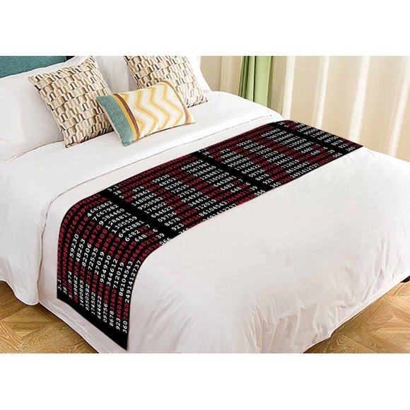YUSDECOR Pi Sign And Pi Numbers On Black Background Bed Runner Bedroom Bedding Decor Bedding Scarf Size 20x95 inches