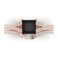 thumbnail image 2 of 3.36 ct Brilliant Princess Cut Natural Onyx 14k Rose Gold Solitaire with Accents Engagement Bridal Wedding Ring Band Set size 5, 2 of 7