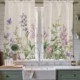 thumbnail image 2 of Flowers Lavender Kitchen Curtains, Retro Cottagecore Blooms Green Leaf Light Filtering Window Curtain Panels, 2Pcs Rod Pocket Window Treatments Set for Living Room Bathroom Bedroom 42x63 Inches, 2 of 9