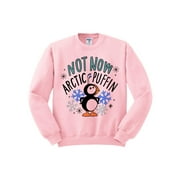 Not Now Arctic Puffin Christmas Sweatshirt Medium Pink