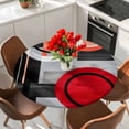 thumbnail image 2 of Red Gray Black Round Fitted Table Cover Abstract Round Modern Art Waterproof Table Cloth with Elastic Edge Wipeable Tablecloth for Picnic Camping Party Fits 45"-54" Diameter, 2 of 8