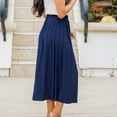 thumbnail image 6 of Sentmoon Long Skirt Plus Size High Elastic Waist Boho Flowy Skirts for Women Pleated Beach Solid Color Loose Breathable Cute Skirts for Women Trendy Winter for Party L, 6 of 10