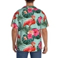 thumbnail image 3 of Lsque Palm Leaves Flamingo print Men's Cuban Collar Short Sleeve Shirt Summer Beachwear Casual Button Down Fashionable Vacation Leisure Shirt-X-Large, 3 of 7