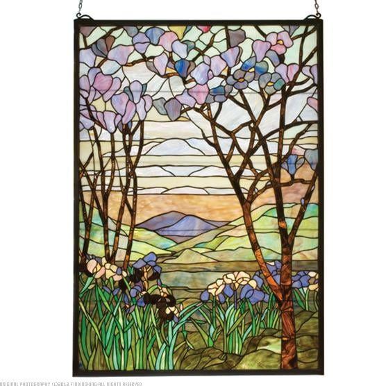Magnolia and Iris Stained Glass Window
