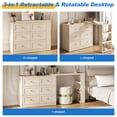 thumbnail image 2 of May in Color 6 Drawer Dresser, Extendable Corner Vanity Desk and Dresser Combo with 3 Side Shelves, Wood Dressing Table for Bedroom, Dressing Room, Beige, 2 of 9