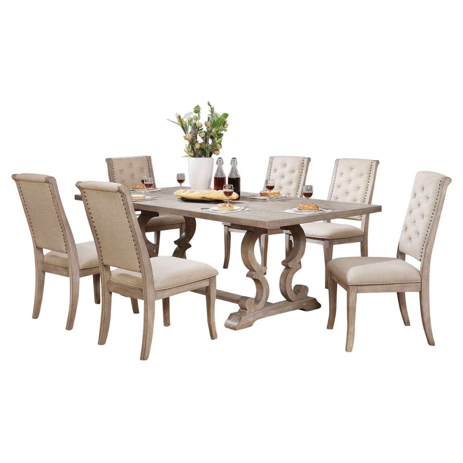 Furniture of America Schuster 7 Piece Dining Table Set