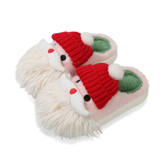 Fuzzy Slippers For Women Christmas Deer Closed Toe Flat Bottom Warm Slippers Warm Cozy Winter House Slippers Bedroom Indoor House Shoes
