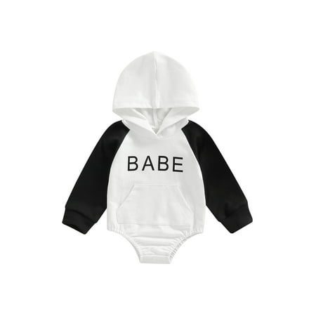 

LisenraIn Infant Baby Boy Girl Fall Clothes Hoodie Pullover Sweatshirt Romper Color Block Long Sleeve Onesie Outfit