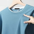 thumbnail image 4 of JUUYY Men's Fleece Lined Warm Round Neck Sweatshirt Top Big and Tall Loose Casual Long Sleeve Waffle T Shirts Blue XXXXL, 4 of 4