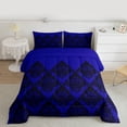 thumbnail image 2 of Manfei Ancient Damask Jacquard Full Size Comforter Sets,Victorian Baroque Print Bedding Comforter Set,Blue Black Bedding Sets For Kids,Microfiber Bedroom Decor Reversible,3 Pieces, 2 of 8
