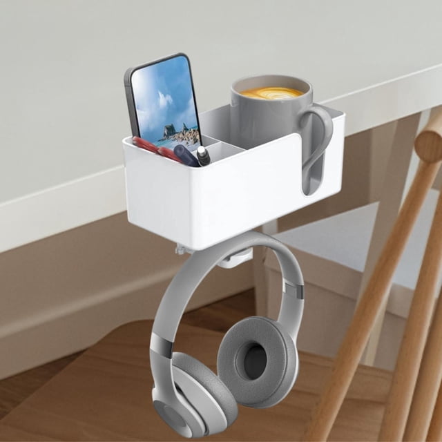 Portavasos de escritorio , organizador de escritorio para teléfono, bolígrafo, organizador de ahorro de espacio, auriculares giratorios para de