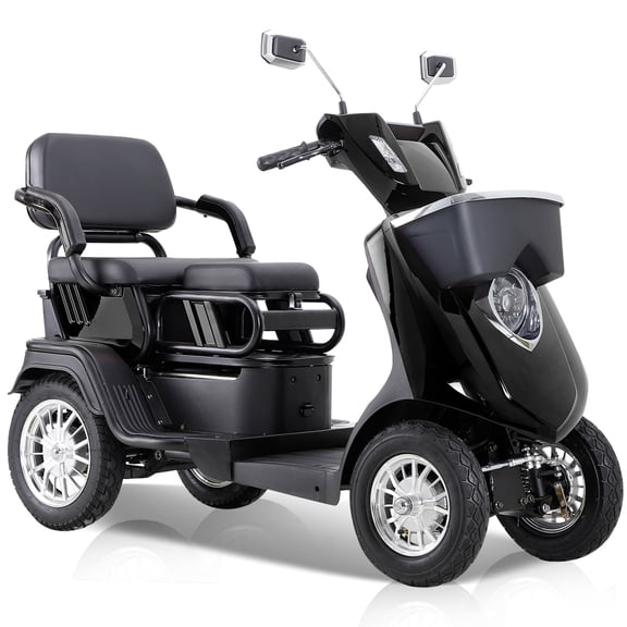 QEEKA 2-Seater Heavy-Duty All-Terrain Electric Mobility Scooter for Adults & Seniors,1000W Motor,500 LBS Capacity,Adjustable Seat,Black