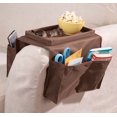 thumbnail image 1 of Sofa Portable Storage Bracket, Tv Remote Control Manager Bracket, Sofa Tray Remote Control Bracket Table, 5 Pocket Managers With Armrest Tray，brown, 1 of 7
