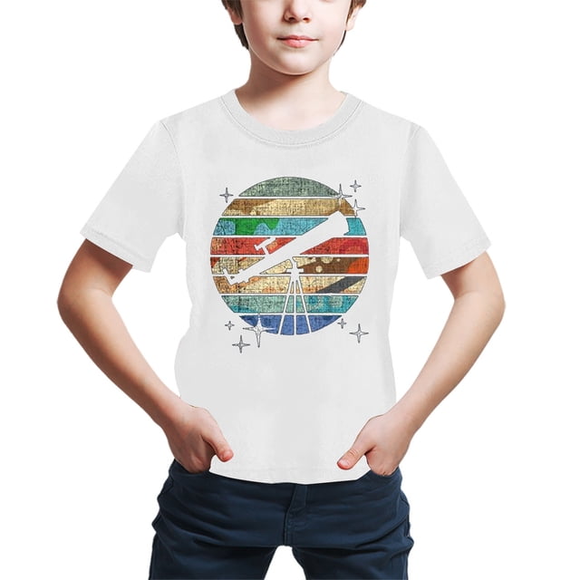 B91xZ Chemise pour Garçons Tout-Petits Col Rond Manches Courtes T-Shirt, Blanc 2-3 Ans