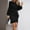 Black, variant on asdoklhq Winter Dresses for Women Women Fashion Long Sleeve V-Neck Slim- Bag Hip Plus Size Dress Navy S