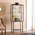 thumbnail image 2 of SEI Furniture Metal-Glass Sliding Door Display Cabinet in Black, 2 of 5