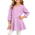 thumbnail image 2 of THDHVS Girls' Dresses,Toddler Girls Cotton Brushed Ruffle Hem Dress Long Sleeve Round Neck Fall,Girls Long Sleeve Dress 9-12 Months, 2 of 6