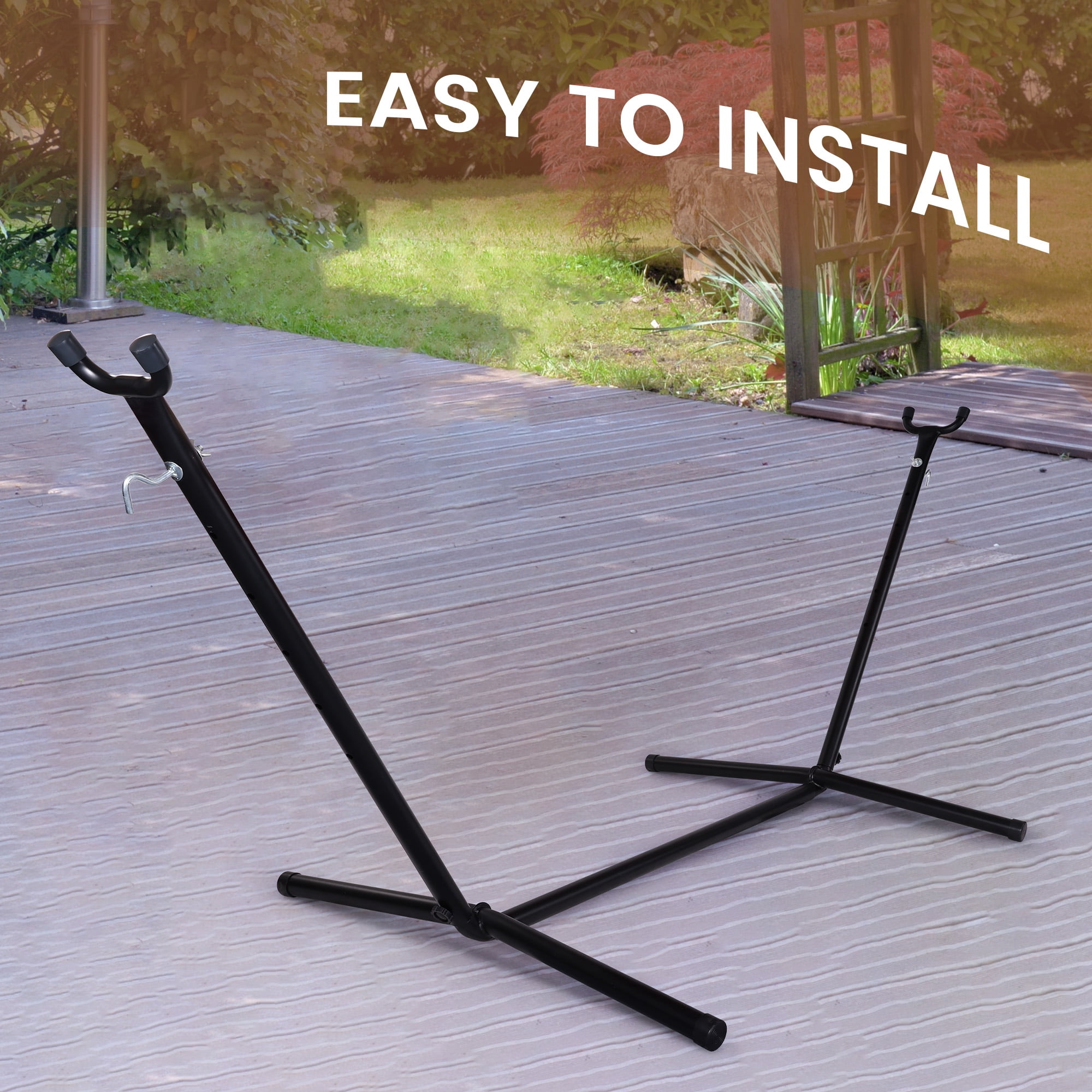 INTRTLOCKINGING TILES Adjustable Hammock Stand, 9 FT Heavy-Duty Steel Frame, 450 LB Capacity, Non-Slip Feet for Indoor and Outdoor Use