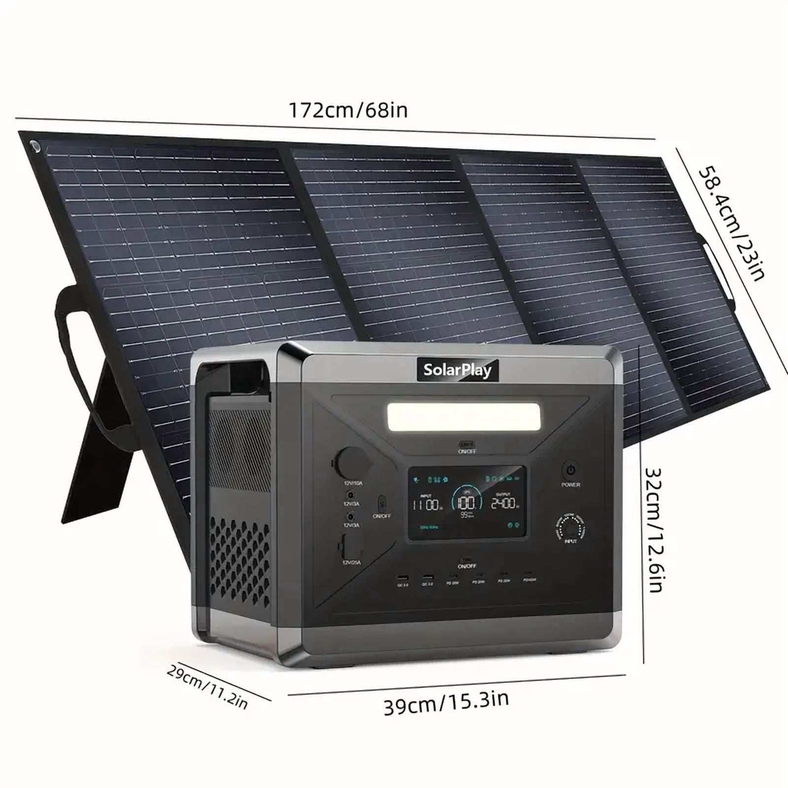 Solarplay 2400W(4800W Peak) Solar Generator, with 400W Solar Panel,2160Wh Portable LiFePO4 Battery Power Station for Camping Home Backup RV