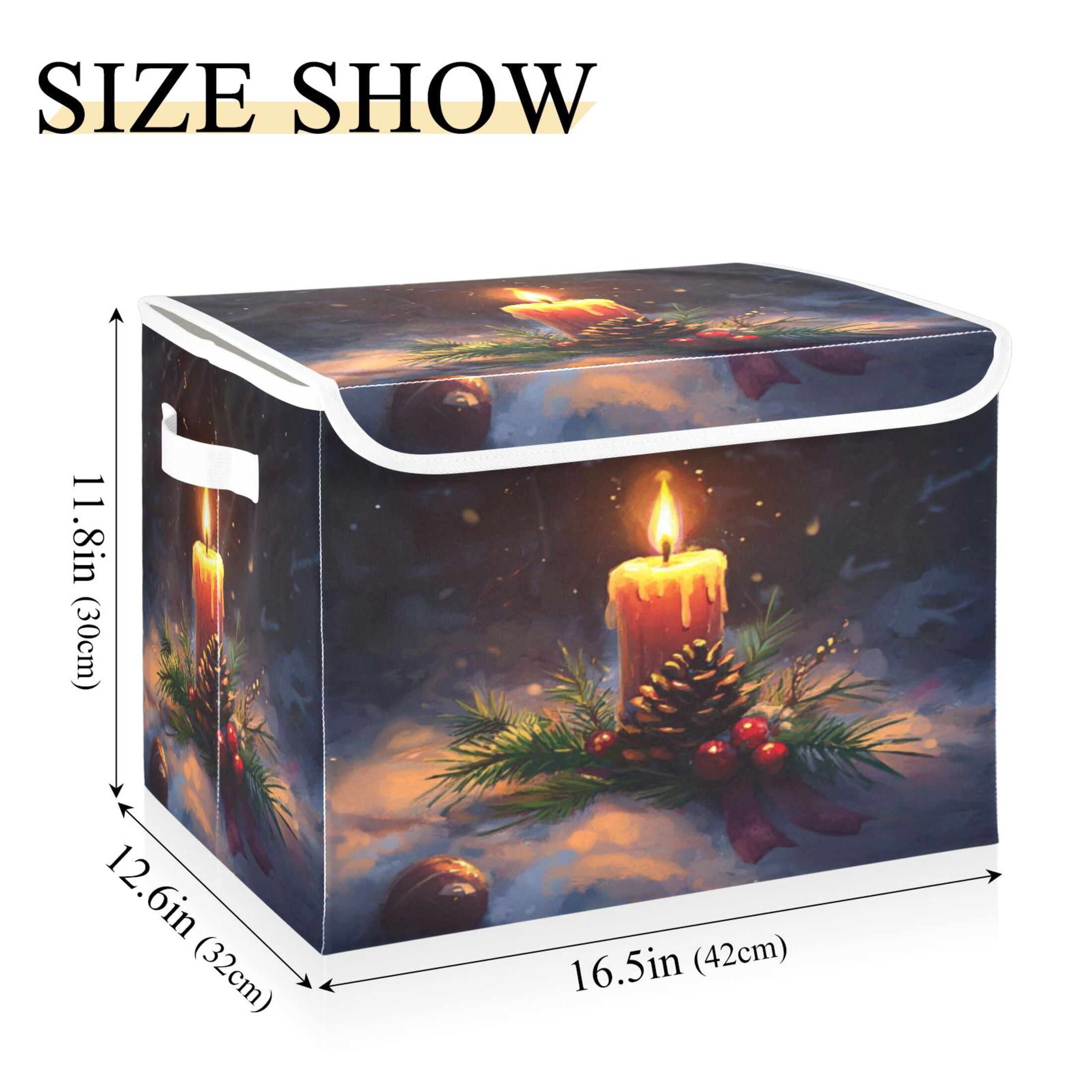 Storage Box With Lid 16.5x12.6x11.8In Foldable Stacked Household Storage Box Christmas Candle Picture