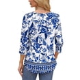 thumbnail image 5 of UVN Summer Womens Blouses Crew Neck 3/4 Sleeve with Button Shirts for Women Loose Fit Tunic Tops, 5 of 9