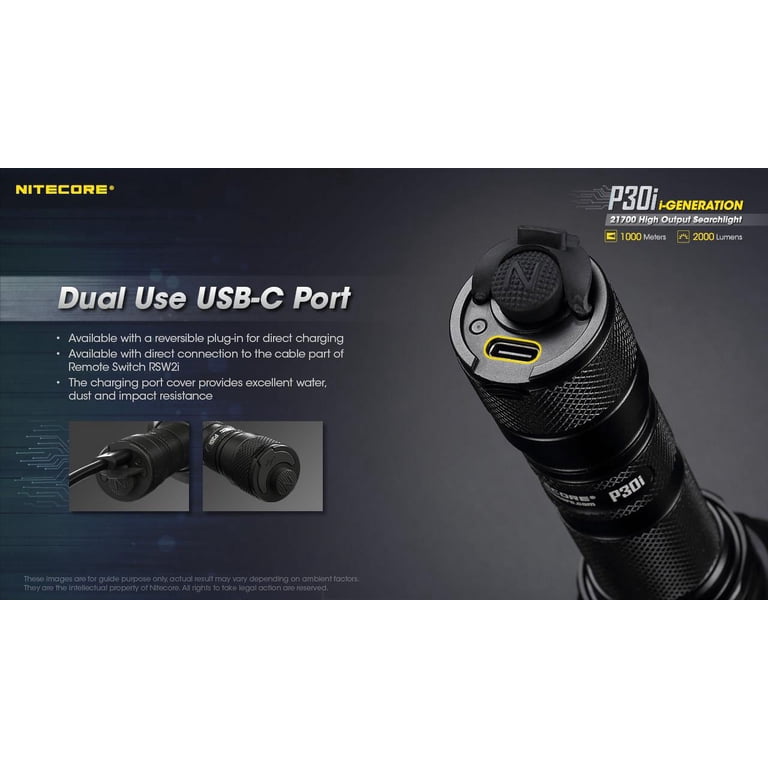 NITECORE P30i USB-C Rechargeable 21700 Searchlight-855439