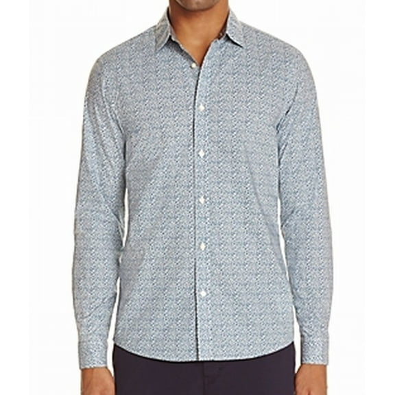 NEW Teal Green Mens Small S Dot Print Button Down Shirt
