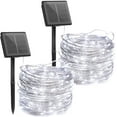 thumbnail image 1 of Brightown Guirnaldas de luces solares, 2 paquetes cada uno, 230 luces LED solares de 75 pies con 8 modos, luces solares impermeables para exteriores, patio, árbol, boda, Navidad (blanco cálido), 1 of 4