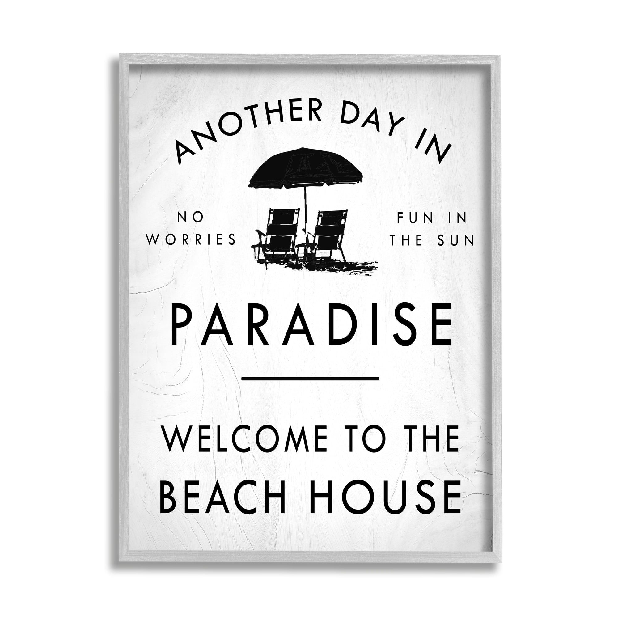 Stupell Industries Another Day In Paradise Beach House Sign Umbrella, 16 x 20, Design by Daphne Polselli