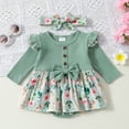 thumbnail image 2 of FhsagQ Romper Girls Christmas Jumpsuit 4T Girls Long Sleeve Easter Rabbit Prints Romper Ribbed Bodysuits Dress Headbands Set Girl Christmas Romper Size 8/9 Green 12-18 Months, 2 of 6