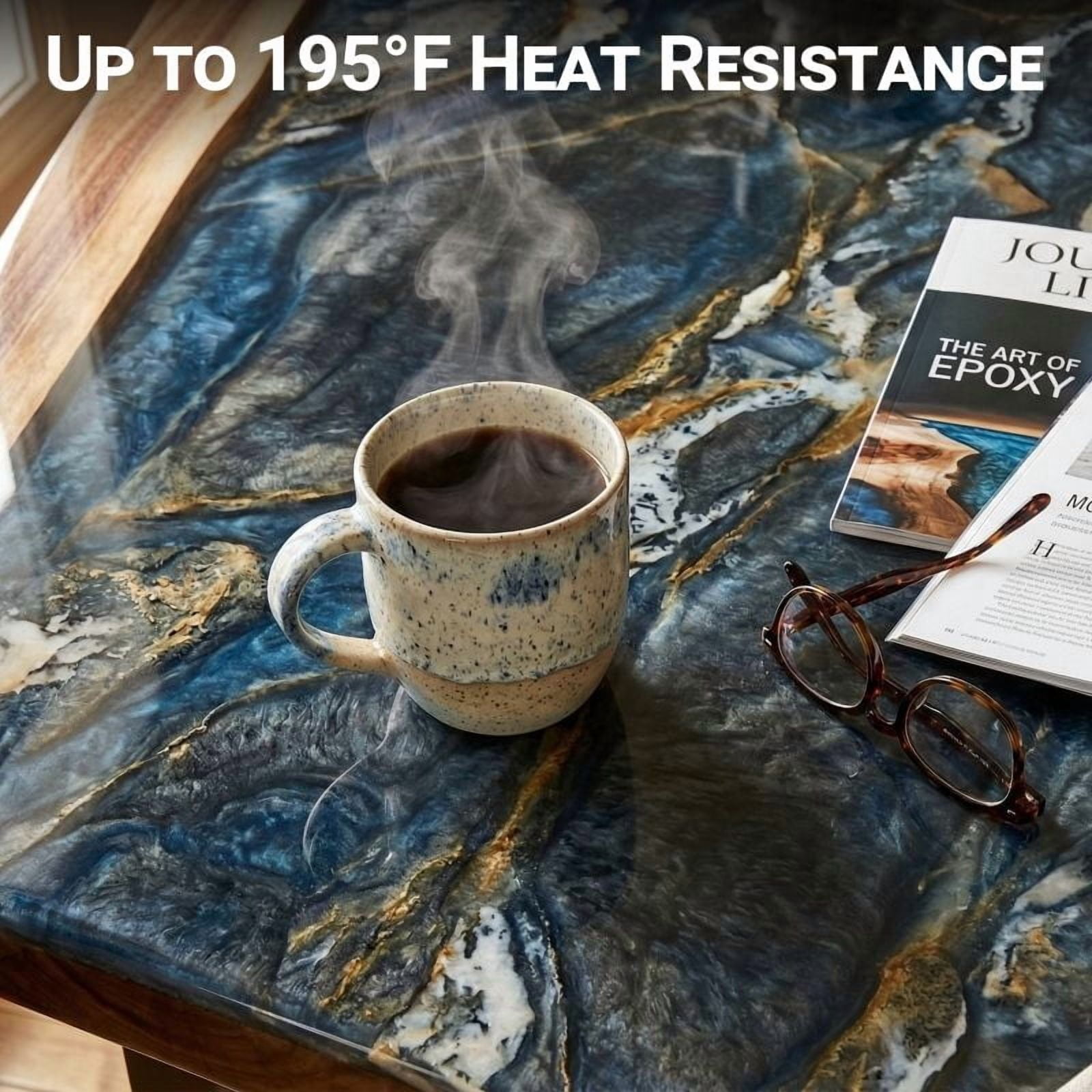 POURLA Ultra Heat Resistant Epoxy Resin 64OZ, 1:1 AB Mixing Resin Kit 195℉ High Heat Tolerance Epoxy Kit for Surface Coating, DIY Coasters, Trays, and Crafts