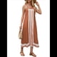 thumbnail image 3 of Vestido Bohemio Floral para Mujer, Vestido Informal de Verano con Bloques de Color. Marrón Oscuro L, 3 of 10