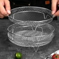 thumbnail image 7 of Hzsb 3-Layer Air Fryer Rack Set, Square Round Rectangle, Stainless Steel Dehydrator Rack with Silicone Feet, Anti-Scald Clip, Compatible 5-7.5L Air Fryers, 7 of 7