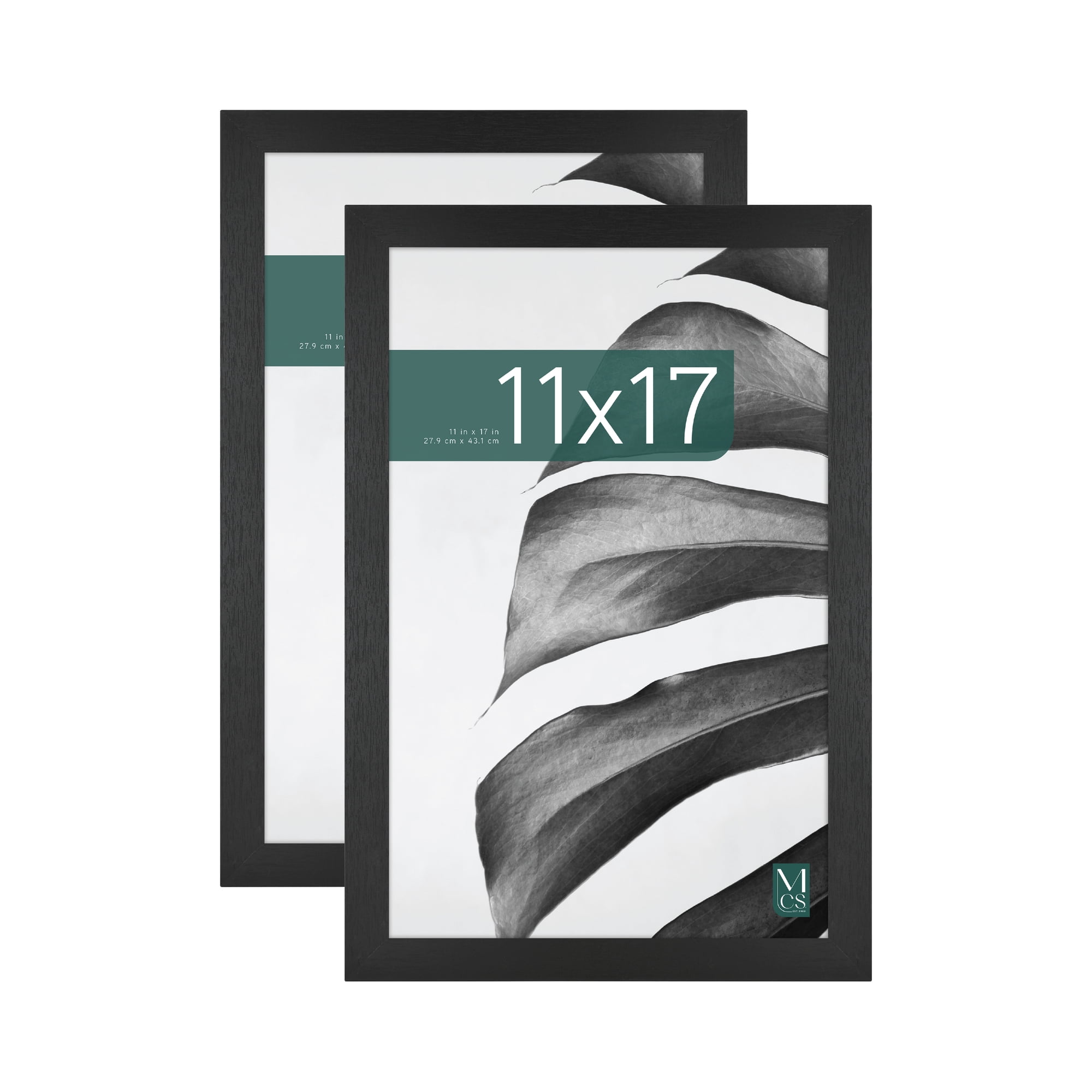 MCS Studio Gallery 11x17 Picture Frame Black Woodgrain Engineered Wood Rectangle Photo Frame for Photos Posters & Art Prints (2-Pack)