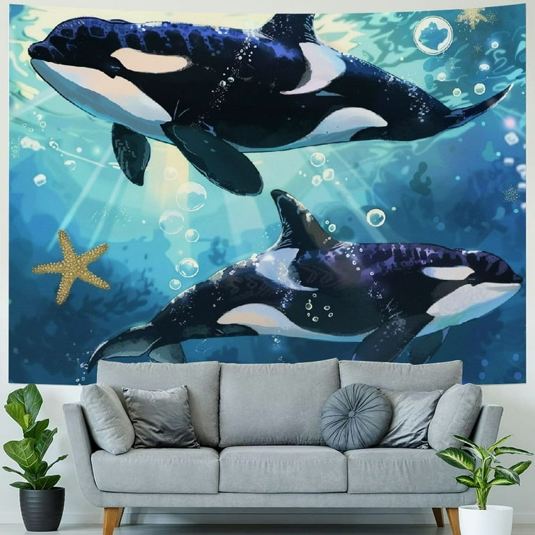BCIIG Orca Killer Whale Tapestry Wall Hanging for Living Room Decoration Wall Tapestry Wall Decoration Tapestries for Bedroom Aesthetic Wall Decor Tapestries for Dorm Room background Walmart