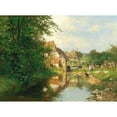 thumbnail image 2 of Hugo Darnaut 24x19 Black Ornate Framed Double Matted Museum Art Print Titled: A Village by the River, 2 of 5
