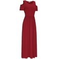 thumbnail image 3 of EIMELI Robe d'Été pour les Femmes Été Froid Épaule Imprimé Floral Élégante Maxi Robe Longue Robe de Poche Robes Polyester Rouge S, 3 of 5