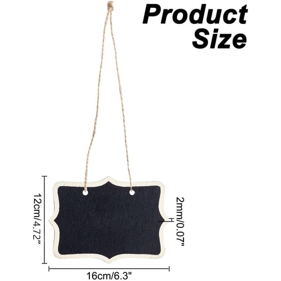 10pcs Hanging Chalkboards Signs with String Erasable Wood Double-Sided Decanter Labels Board Blank Message Boards for Wedding Place Cards Kitchen Home Party Cafe Table Numbers 6.3x4.7inch