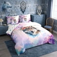 thumbnail image 2 of Erosebridal Watercolor Wolf with Rose Crown Print Bedding Comforter Set, Floral Wildlife Full Bedding Set for Women, Polka Dots Reversible 7-Piece, 2 of 6