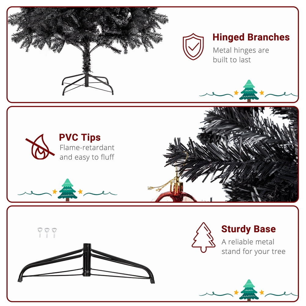 Kepooman 7.5FT 2500 Branch Artificial Christmas Pine Tree Holiday Decoration, Easy Assembly for Outdoor and Indoor Decor, Black Kepooman 7.5FT 2500 Branch Artificial Christmas Pine Tree Holiday Decoration, Easy Assembly for Outdoor and Indoor Decor, Black
