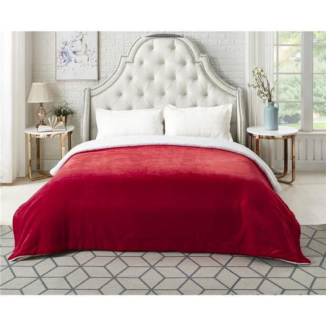 Cozy Tyme B173A-20RDK-UE Couverture en Flanelle Réversible Sherpa 108 x 90 Po, Rouge