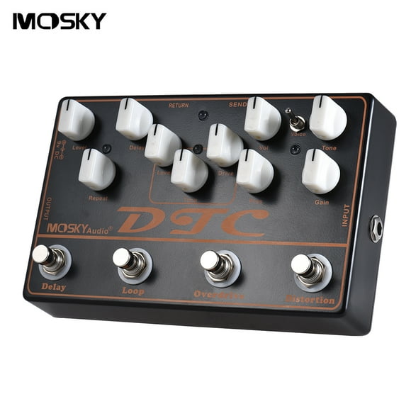 MOSKY DTC 4-in-1 Guitare Électrique Pédale d'effet Distorsion + Overdrive + Loop + Delay